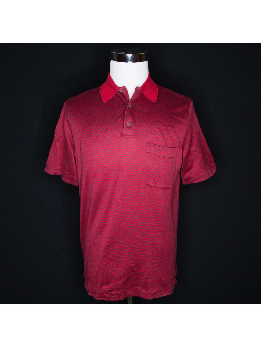 Men’s Brioni Red Checkered Cotton Polo Shirt Sz Medium